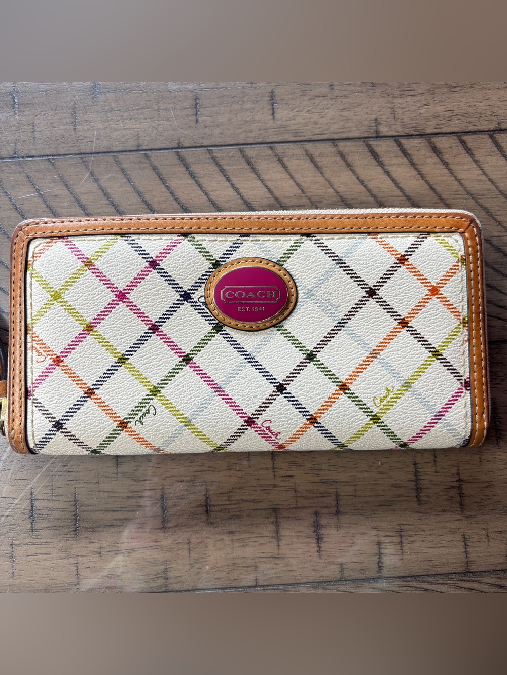 COACH Peyton Tattersall Plaid Wallet
